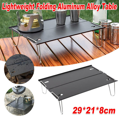 Premium Mini Aluminium Alloy Folding Camping Table Black 29x21cm