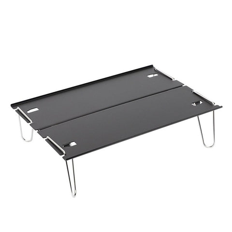 Premium Mini Aluminium Alloy Folding Camping Table Black 29x21cm
