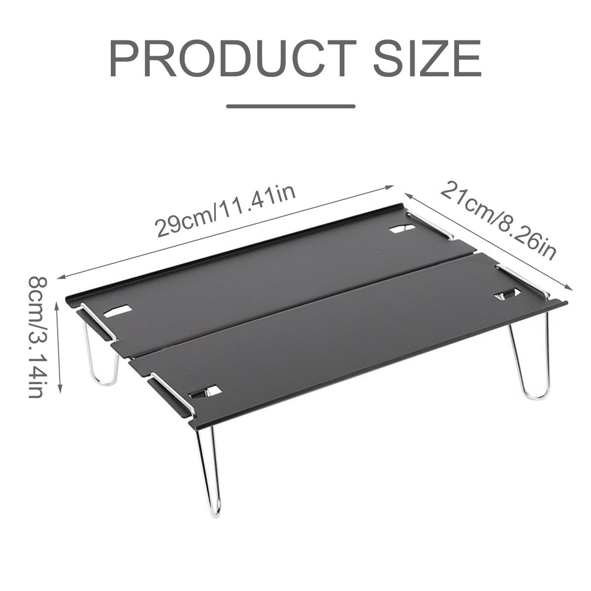 Premium Mini Aluminium Alloy Folding Camping Table Black 29x21cm