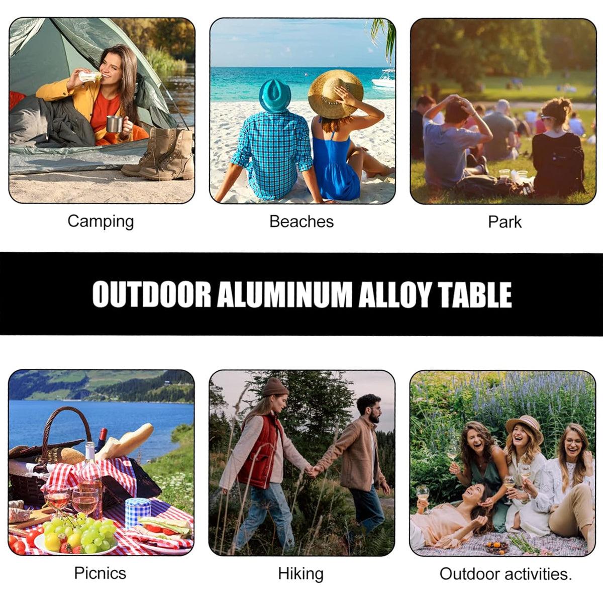 Premium Mini Aluminium Alloy Folding Camping Table Black 29x21cm