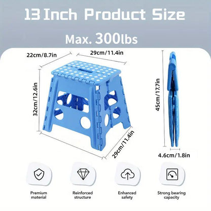 Portable Folding Plastic Stool Lightweight Collapsible Chair for Outdoor Travel - White