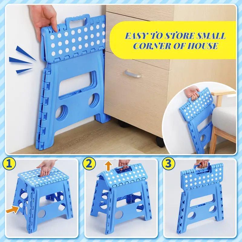 Premium White Portable Folding Plastic Stool 13 Inch 300lb Capacity