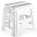 Premium White Portable Folding Plastic Stool 13 Inch 300lb Capacity