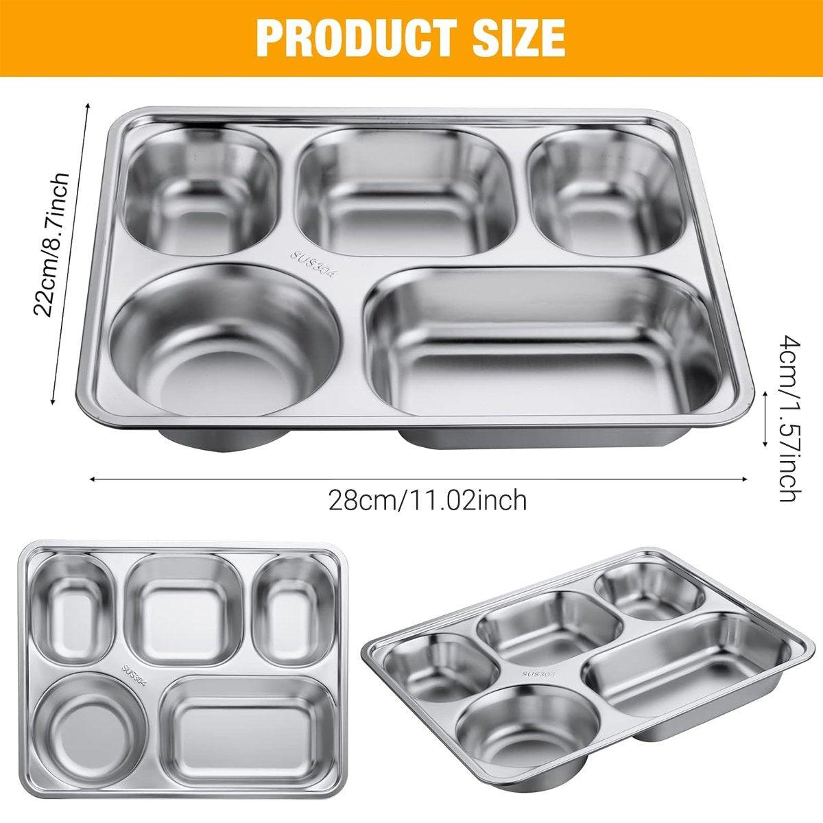 8pcs Stainless Steel Dinner Plates, 11.02" Deep Square Design, Food Safe