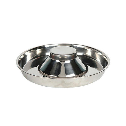 Stainless Steel Pet Bowl Slow Feeder Dish Puppy Dog Cat Food Feeding Weaning Bowl - L