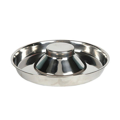 Stainless Steel Pet Bowl Slow Feeder Dish Puppy Dog Cat Food Feeding Weaning Bowl - L