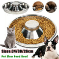 Stainless Steel Pet Bowl Slow Feeder Dish Puppy Dog Cat Food Feeding Weaning Bowl - M - SuperSaverAU - view 1