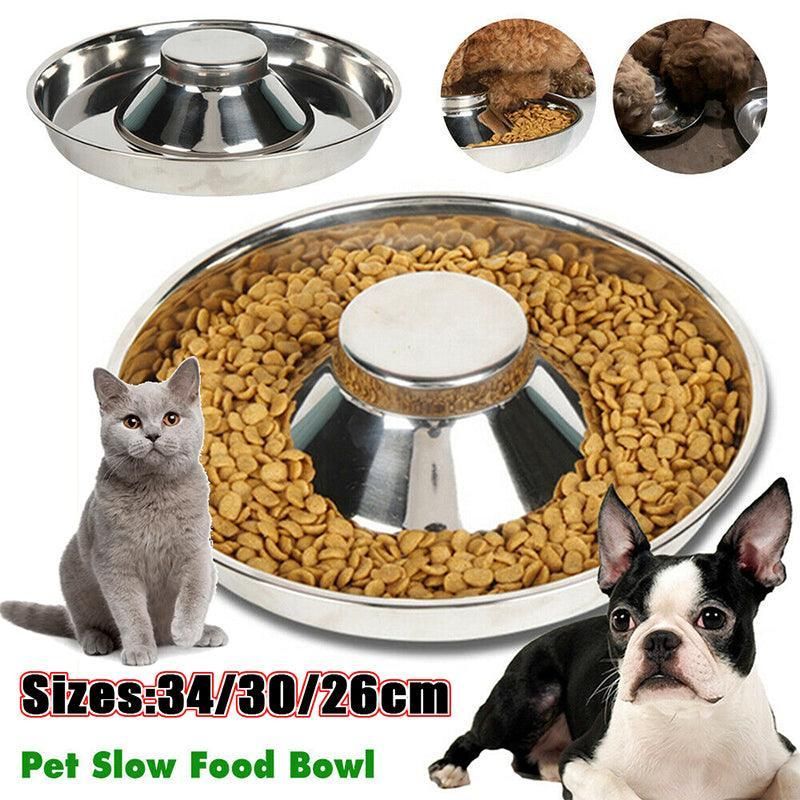 Premium Stainless Steel Slow Feeder Pet Bowl – Silver Small