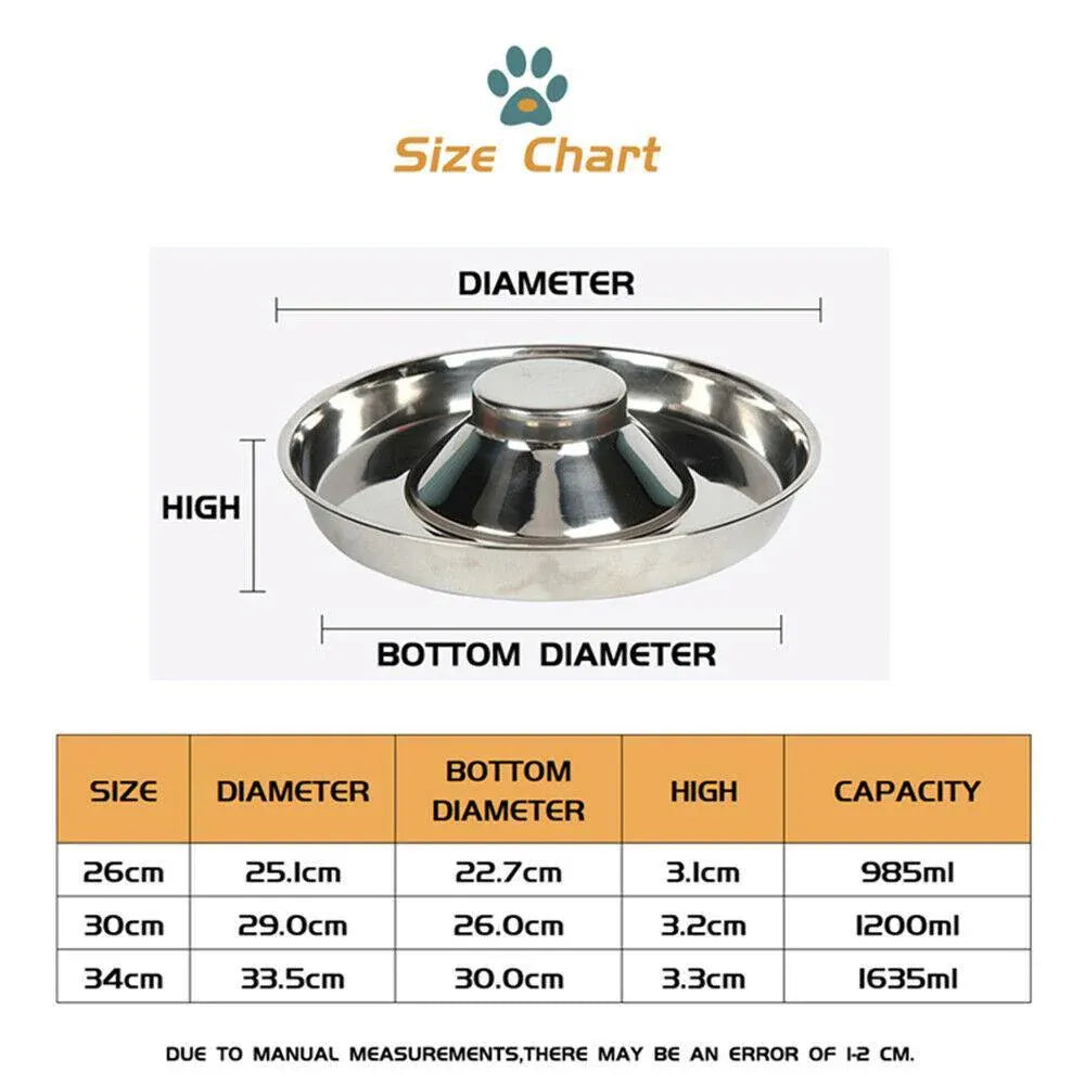 Premium Stainless Steel Slow Feeder Pet Bowl – Silver Small