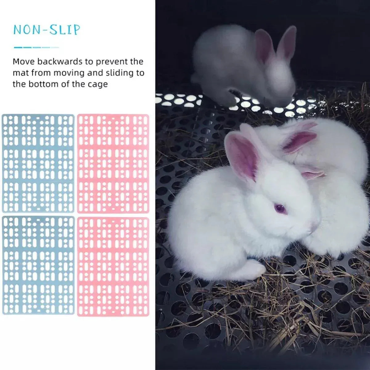 Premium Rabbit Foot Mats 2pcs TPE Cage Pads - Pink