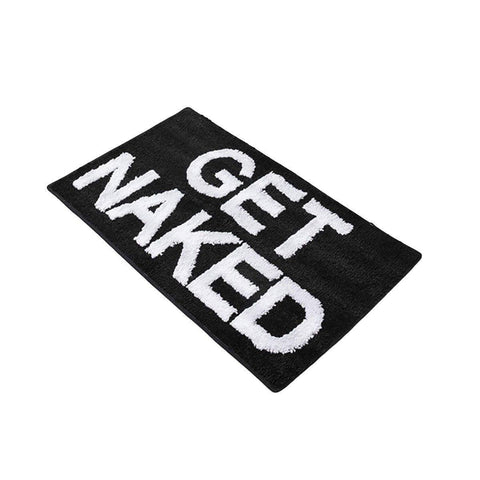 Non-Slip Absorbent Bathroom Floor Mat 60cm x 40cm Microfiber Black "Get Naked" - SuperSaverAU - view 1