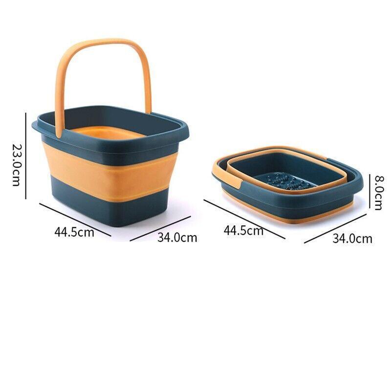 Premium Blue Foldable Foot Spa Pedicure Tub with Textured Massage Base and Handle