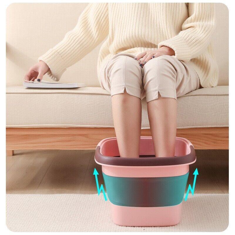 Premium Blue Foldable Foot Spa Pedicure Tub with Textured Massage Base and Handle