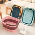Premium Blue Foldable Foot Spa Pedicure Tub with Textured Massage Base and Handle