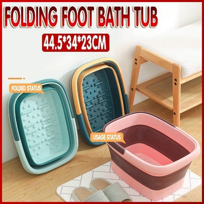 Premium Pink Foldable Foot Spa Pedicure Tub with Textured Massage Base and Handle