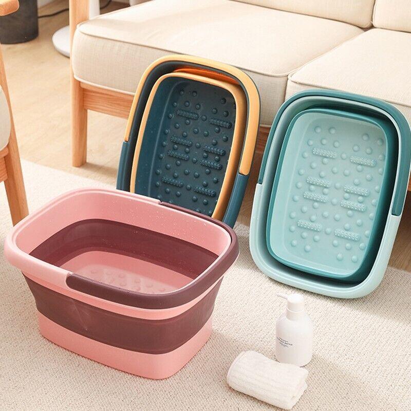 Premium Pink Foldable Foot Spa Pedicure Tub with Textured Massage Base and Handle