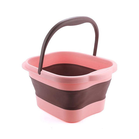 Premium Pink Foldable Foot Spa Pedicure Tub with Textured Massage Base and Handle