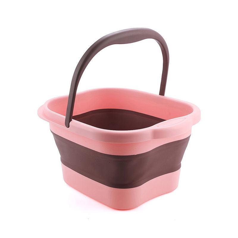 Premium Pink Foldable Foot Spa Pedicure Tub with Textured Massage Base and Handle