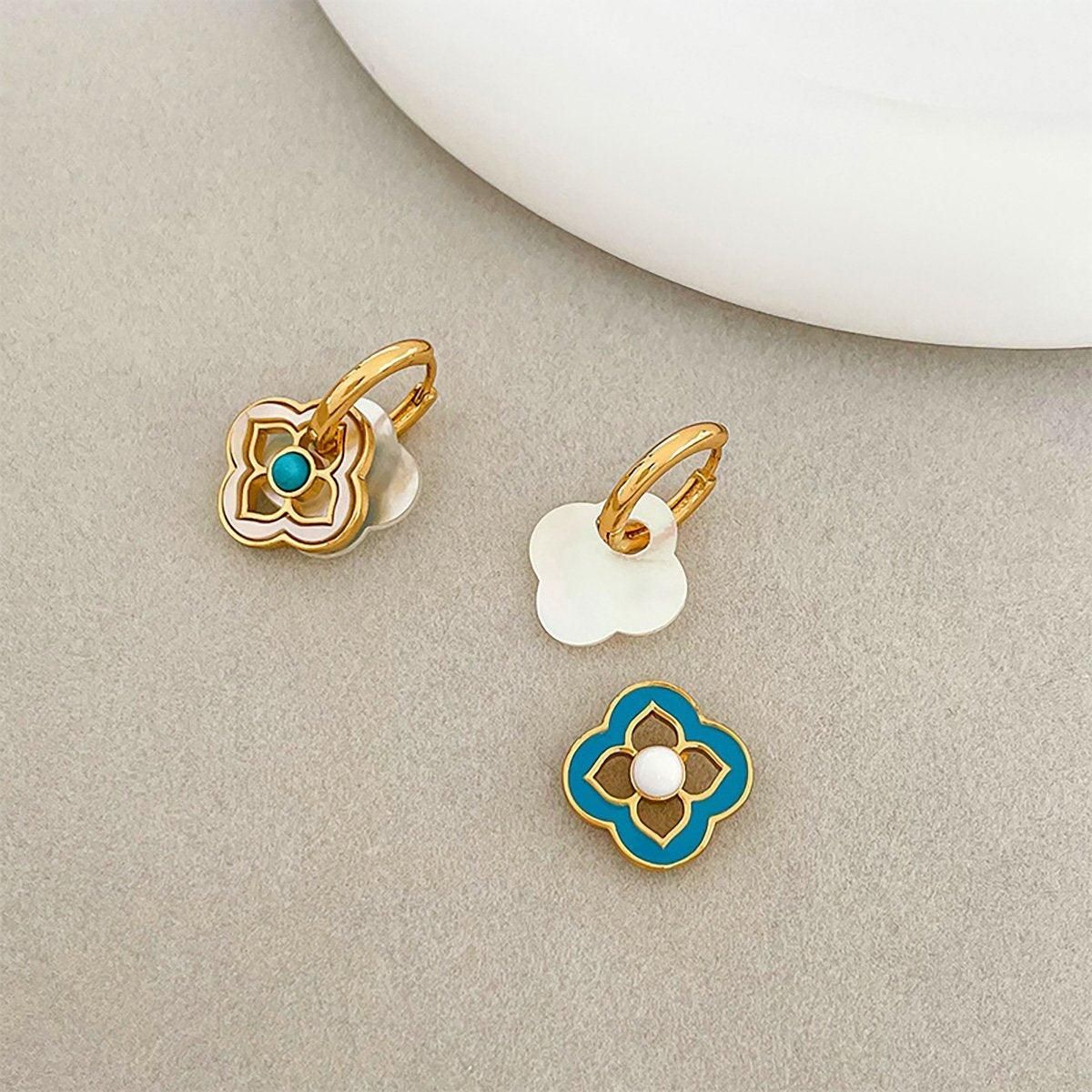 Premium AIMALL Natural Shell Four Leaf Clover Earrings