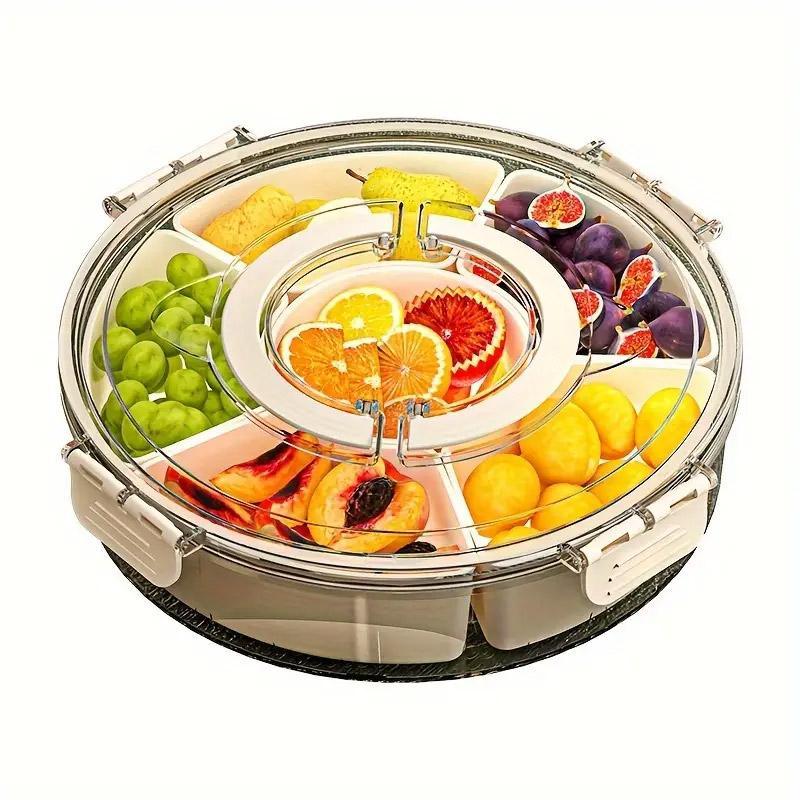 Premium 6-Compartment Rotating Snack Box – with Lid
