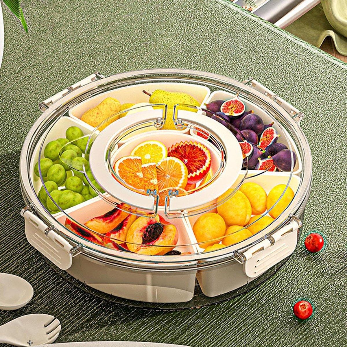 Premium 6-Compartment Rotating Snack Box – with Lid