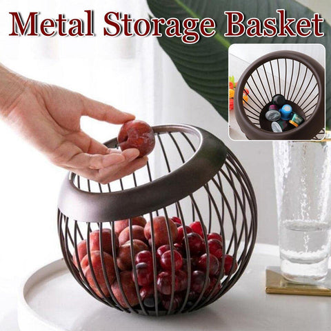 Creative Iron Storage Basket, 19 cm x 21 cm, Modern Design for Fruits & Capsules - SuperSaverAU - view 1