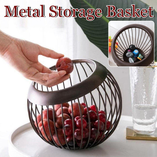 Creative Iron Storage Basket, 19 cm x 21 cm, Modern Design for Fruits & Capsules