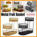 Premium Gold 3 Tier Metal Fruit Basket Snack Storage Rack Coffee Table Organiser
