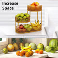 Premium Gold 3 Tier Metal Fruit Basket Snack Storage Rack Coffee Table Organiser