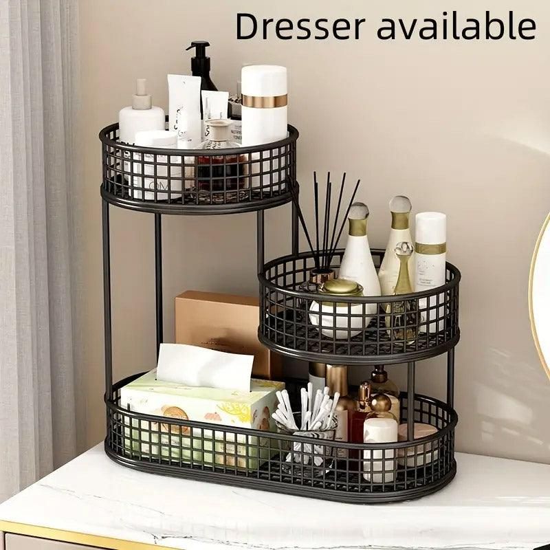 Premium Gold 3 Tier Metal Fruit Basket Snack Storage Rack Coffee Table Organiser