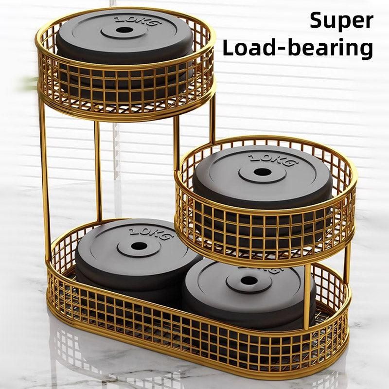 Premium Gold 3 Tier Metal Fruit Basket Snack Storage Rack Coffee Table Organiser