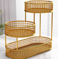 Premium Gold 3 Tier Metal Fruit Basket Snack Storage Rack Coffee Table Organiser