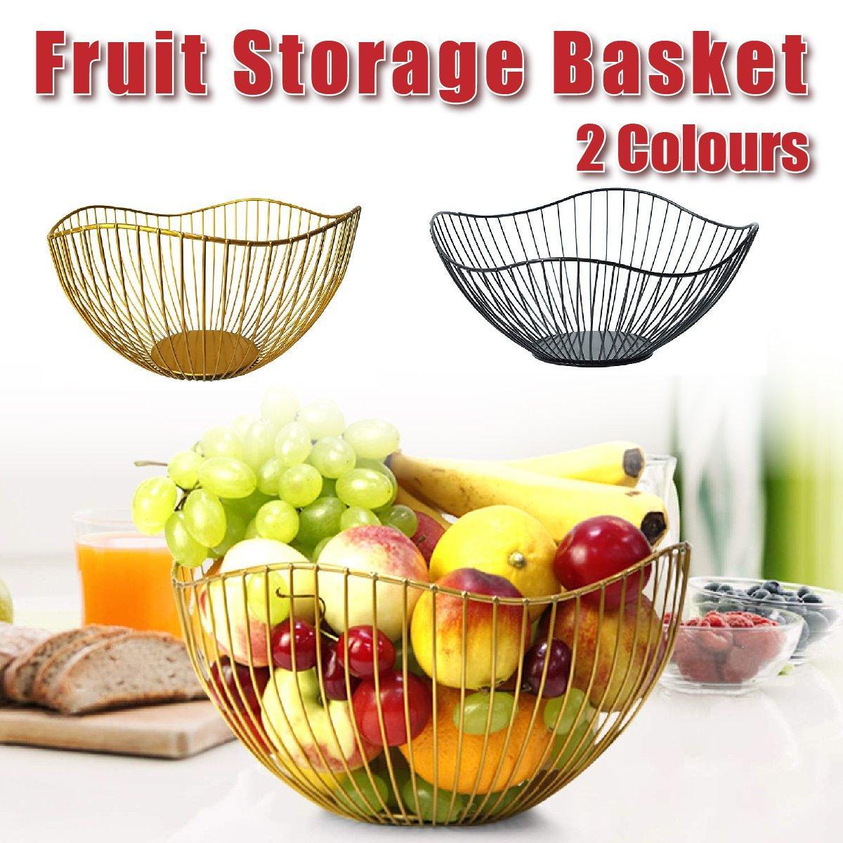 Large Iron Fruit Storage Basket - Elegant Home Decor