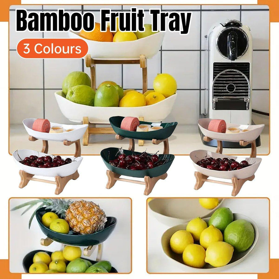 Modern Multi-layer Bamboo Fruit Snack Plate Rack Creative Living Room Plate Rack - Green - SuperSaverAU - view 1