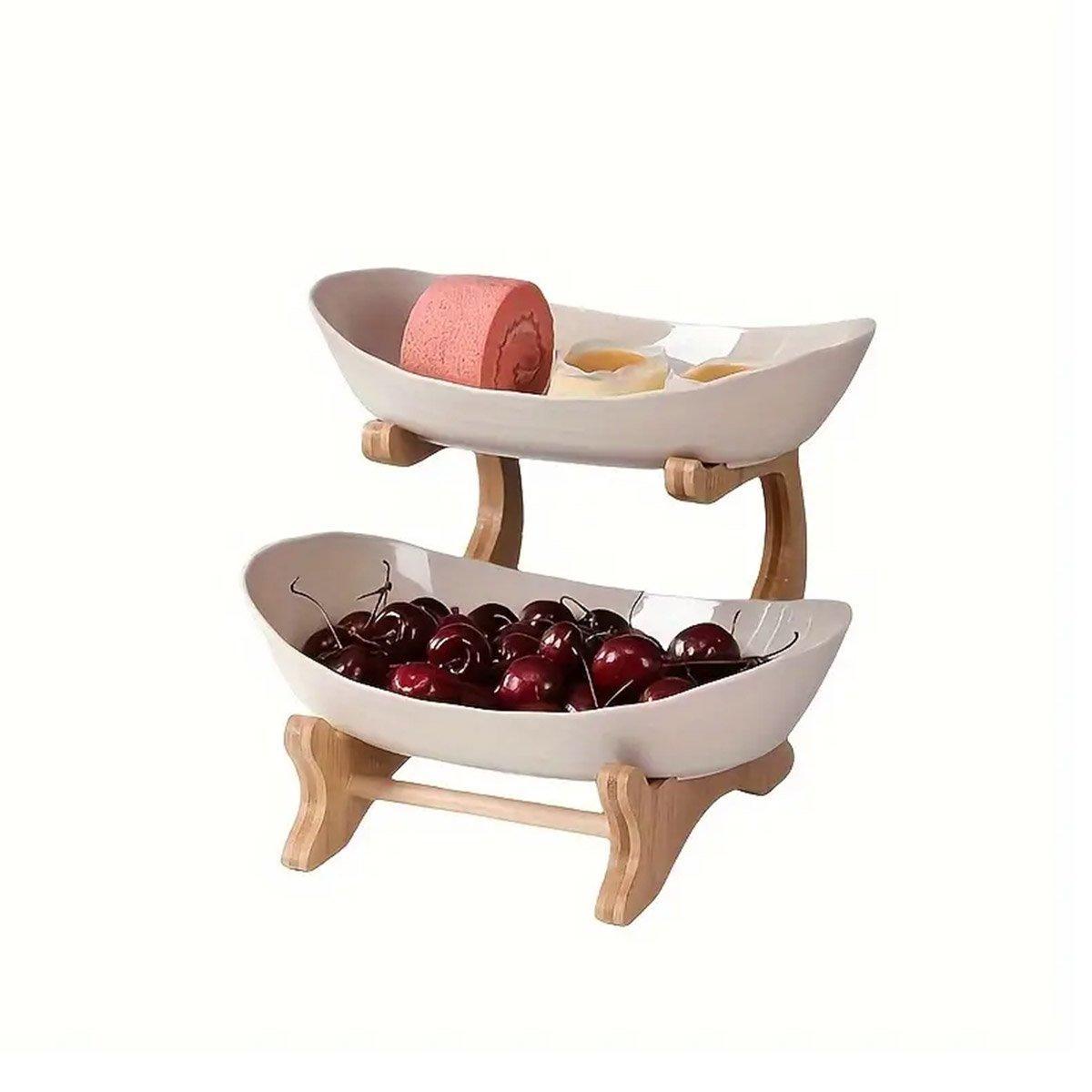 Modern Multi-layer Bamboo Fruit Snack Plate Rack Creative Living Room Plate Rack - Green - SuperSaverAU - view 8