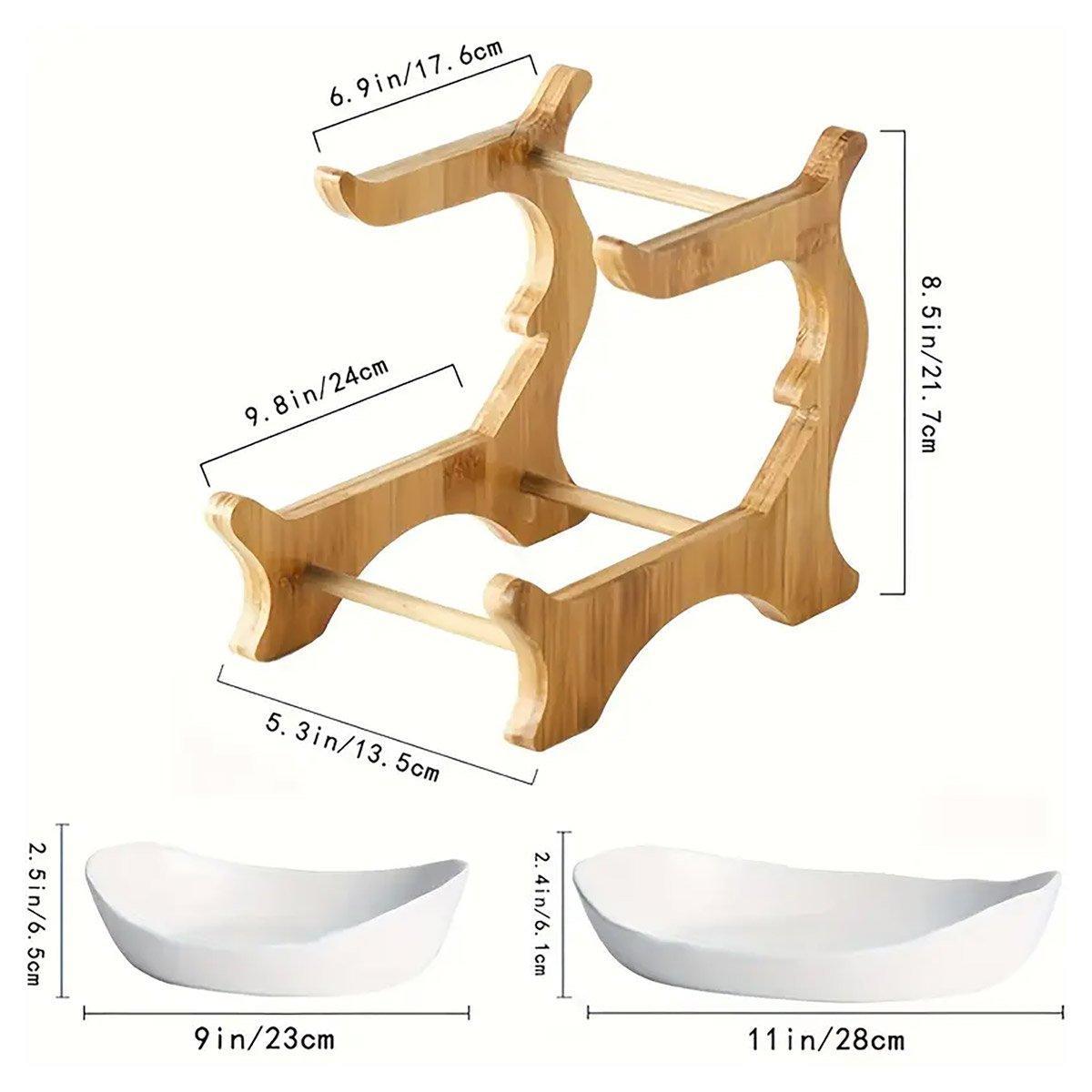 Modern Multi-layer Bamboo Fruit Snack Plate Rack Creative Living Room Plate Rack - White - SuperSaverAU - view 2
