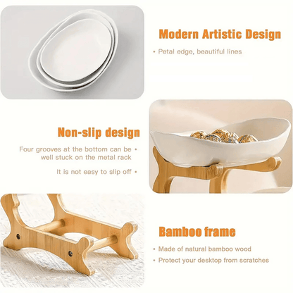 Modern Multi-layer Bamboo Fruit Snack Plate Rack Creative Living Room Plate Rack - White