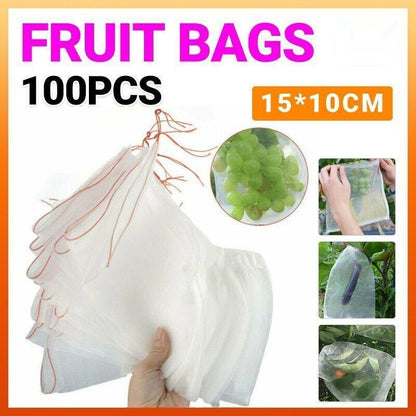 100X Fruit Fly Protection Bags - Nylon Exclusion Net 10 * 15cm for Pest Control