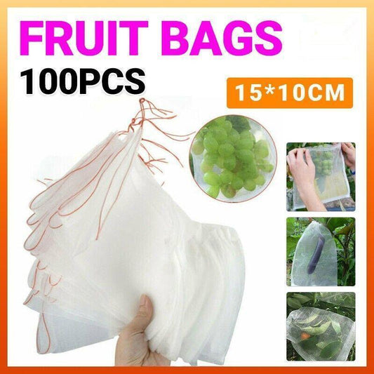 100X Fruit Fly Protection Bags - Nylon Exclusion Net 10 * 15cm for Pest Control