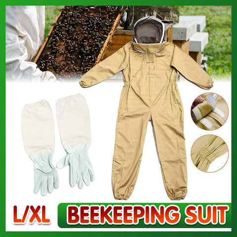Premium Aimall Cotton Beekeeping Suit with Veil Hood & Gloves - L