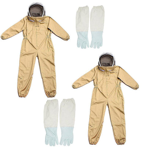 Premium Aimall Cotton Beekeeping Suit with Veil Hood & Gloves - L