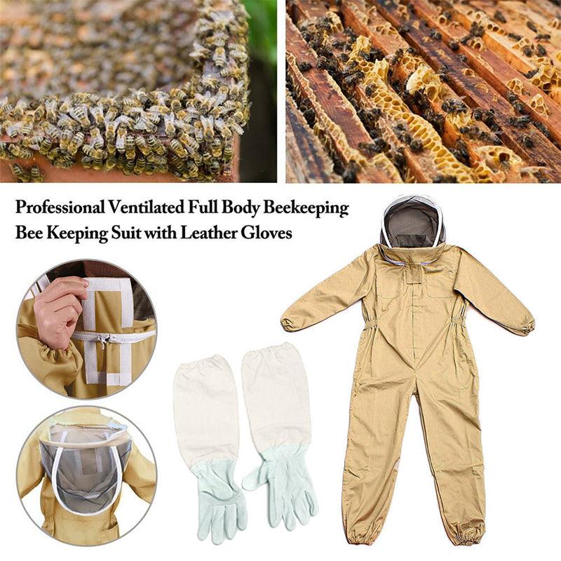 Premium Aimall Cotton Beekeeping Suit with Veil Hood & Gloves - L