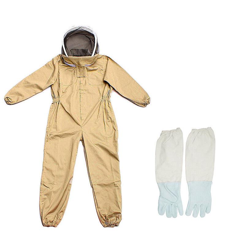 Premium Aimall Cotton Beekeeping Suit with Veil Hood & Gloves - L
