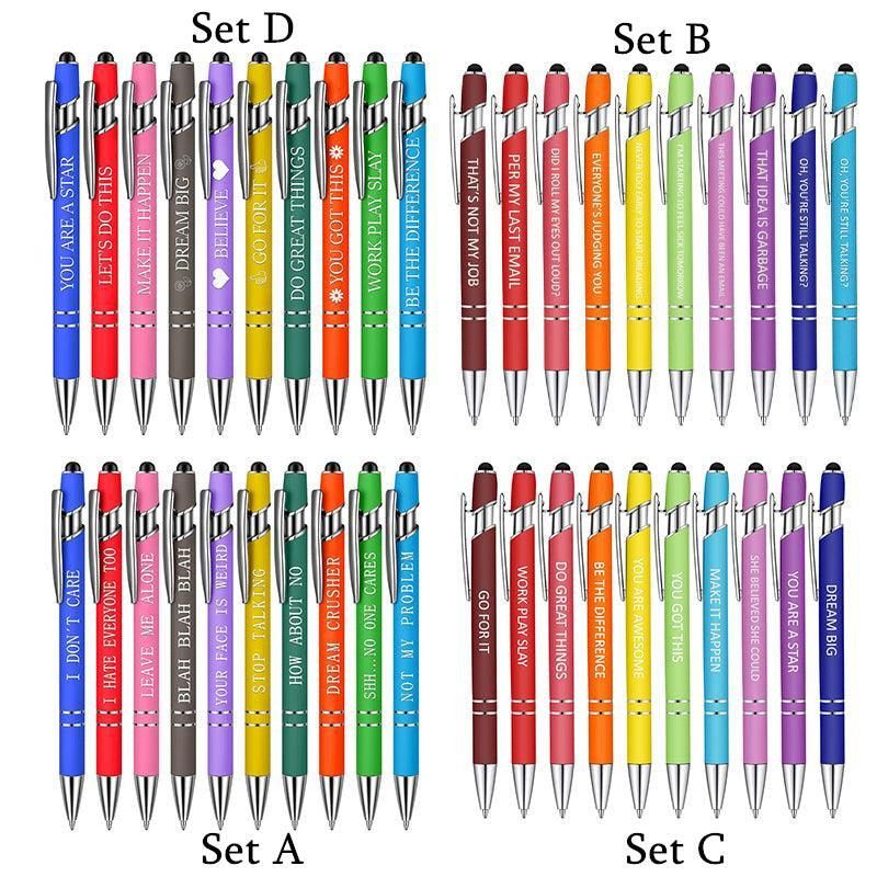 Premium Funny Swear Word Stylus Ballpoint Pens – Set C 10 Pack