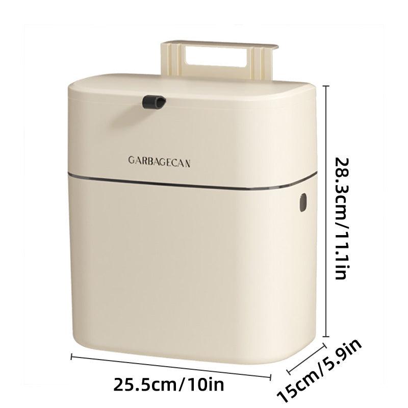 Wall-Mounted Waste Bin with Flip-Top Lid, Cream White, 25.5 x 15 x 28.3cm - SuperSaverAU - view 2