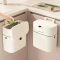 Wall-Mounted Waste Bin with Flip-Top Lid, Cream White, 25.5 x 15 x 28.3cm - SuperSaverAU - view 3