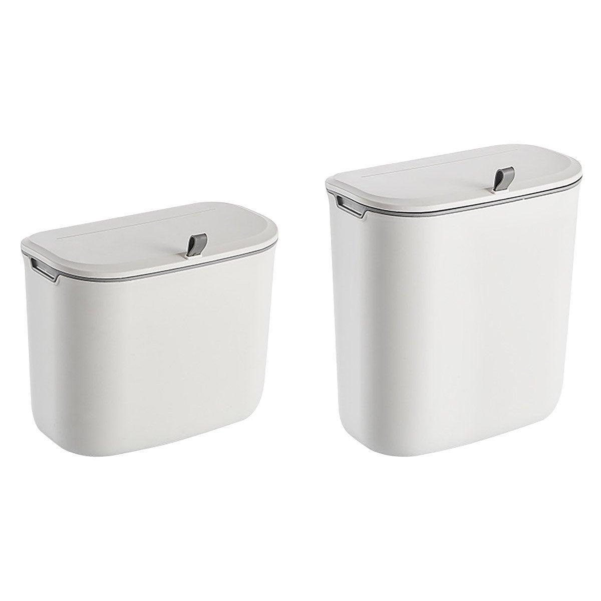 Wall-Mounted Wastebasket with Sliding Lid - 7L for Kitchen and Bathroom Use