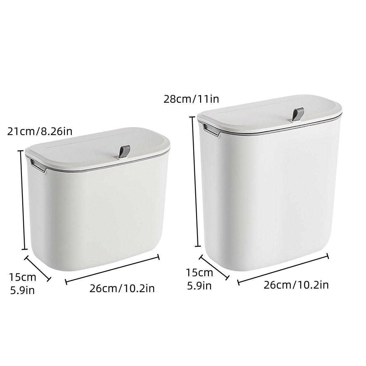 Wall-Mounted Wastebasket with Sliding Lid - 7L for Kitchen and Bathroom Use