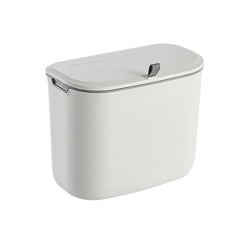 Premium Wall Mounted Wastebasket – White 9L with Sliding Lid
