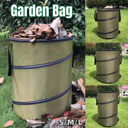 Foldable Garden Trash Can - Collapsible Oxford Cloth, Lock Design, Medium Size